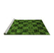 Sideview of Machine Washable Checkered Green Modern Area Rugs, wshabs86grn