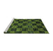 Sideview of Machine Washable Checkered Turquoise Modern Area Rugs, wshabs86turq