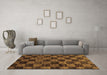 Machine Washable Checkered Brown Modern Rug in a Living Room,, wshabs86brn