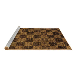 Sideview of Machine Washable Checkered Brown Modern Rug, wshabs86brn
