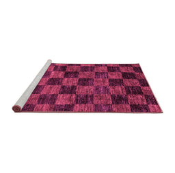 Sideview of Machine Washable Checkered Pink Modern Rug, wshabs86pnk