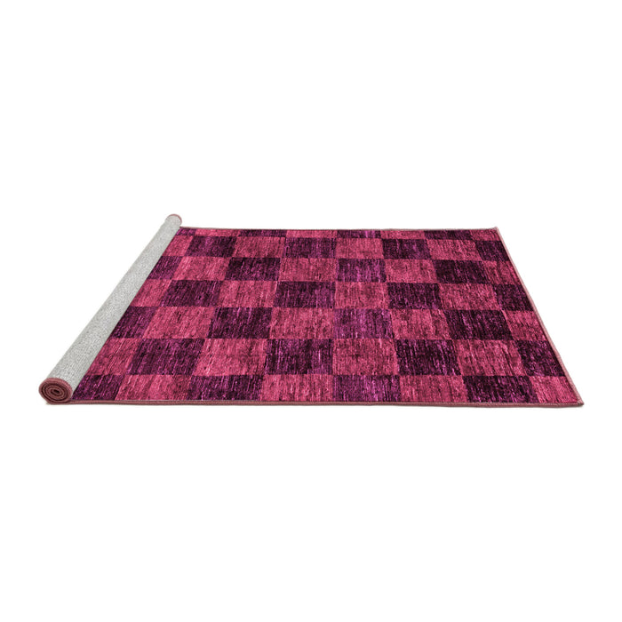 Sideview of Machine Washable Checkered Pink Modern Rug, wshabs86pnk