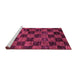 Sideview of Machine Washable Checkered Pink Modern Rug, wshabs86pnk