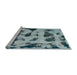 Sideview of Machine Washable Abstract Greenish Blue Green Rug, wshabs870