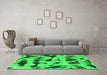 Machine Washable Abstract Green Modern Area Rugs in a Living Room,, wshabs870grn