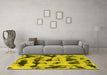 Machine Washable Abstract Yellow Modern Rug in a Living Room, wshabs870yw