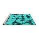 Sideview of Machine Washable Abstract Turquoise Modern Area Rugs, wshabs870turq