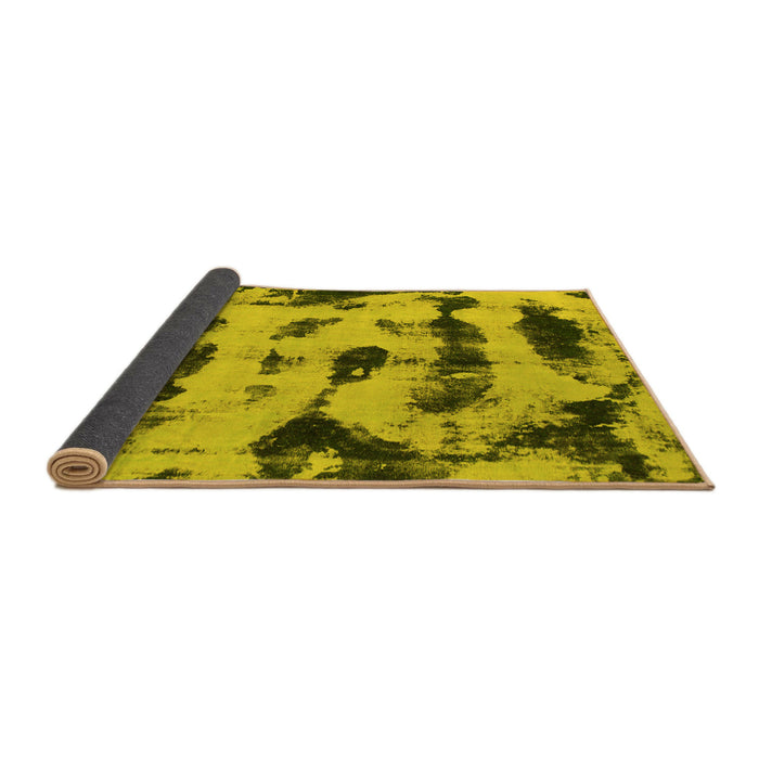 Sideview of Abstract Yellow Modern Rug, abs870yw