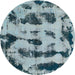 Round Abstract Greenish Blue Green Modern Rug, abs870