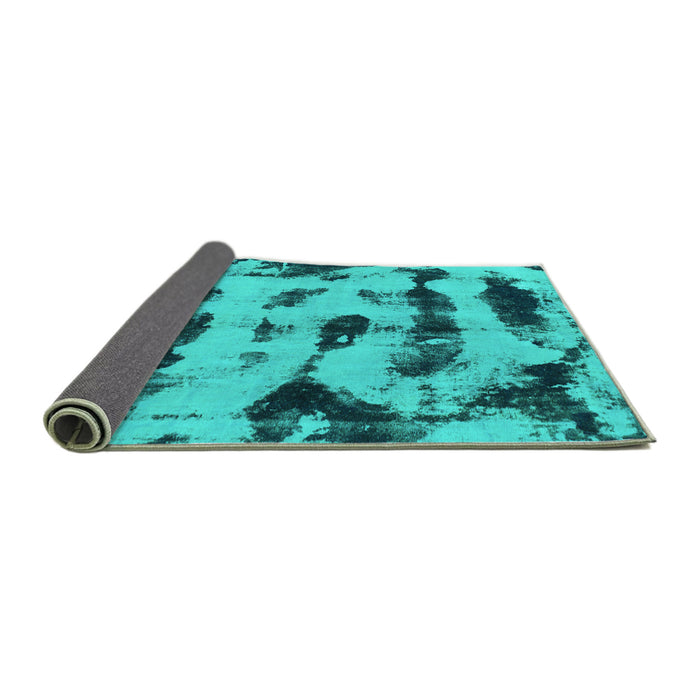 Sideview of Abstract Turquoise Modern Rug, abs870turq