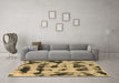 Machine Washable Abstract Brown Modern Rug in a Living Room,, wshabs870brn