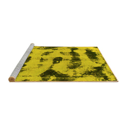 Sideview of Machine Washable Abstract Yellow Modern Rug, wshabs870yw