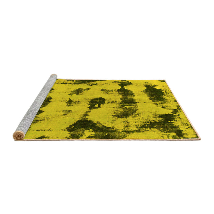 Sideview of Machine Washable Abstract Yellow Modern Rug, wshabs870yw