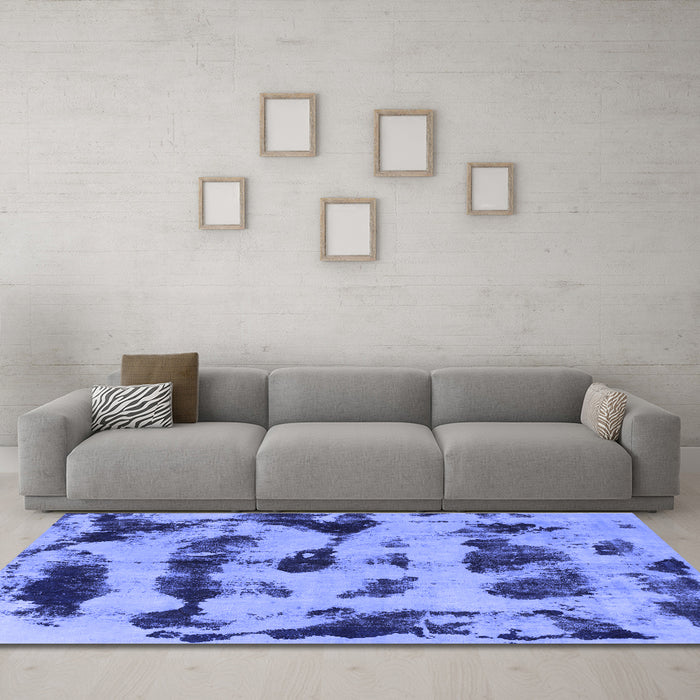 Machine Washable Abstract Blue Modern Rug in a Living Room, wshabs870blu