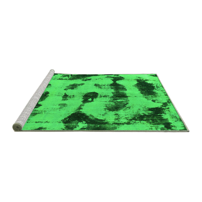 Sideview of Machine Washable Abstract Green Modern Area Rugs, wshabs870grn