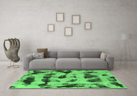 Machine Washable Abstract Emerald Green Modern Rug, wshabs870emgrn