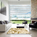 Square Abstract Gold Modern Rug in a Living Room, abs871