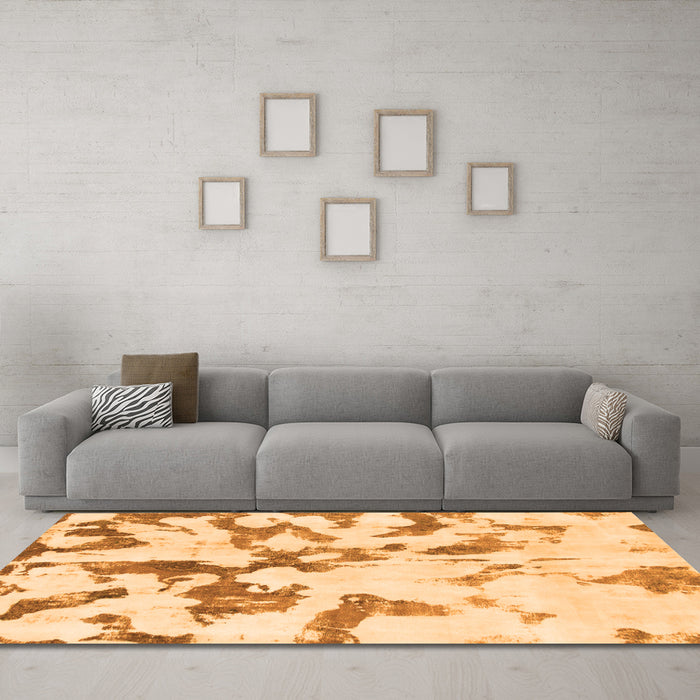 Machine Washable Abstract Orange Modern Area Rugs in a Living Room, wshabs871org