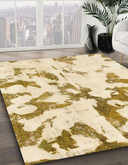 Abstract Gold Modern Rug in Family Room, abs871