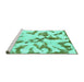 Sideview of Machine Washable Abstract Turquoise Modern Area Rugs, wshabs871turq