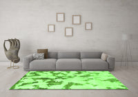 Machine Washable Abstract Green Modern Rug, wshabs871grn