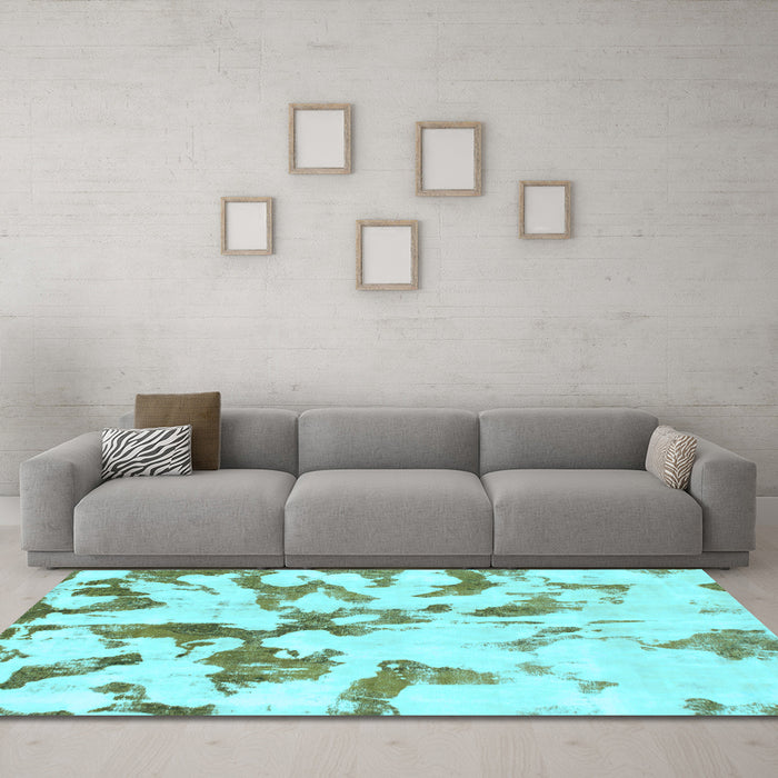 Machine Washable Abstract Light Blue Modern Rug in a Living Room, wshabs871lblu