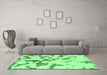 Machine Washable Abstract Emerald Green Modern Area Rugs in a Living Room,, wshabs871emgrn