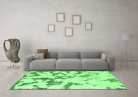 Machine Washable Abstract Emerald Green Modern Rug, wshabs871emgrn