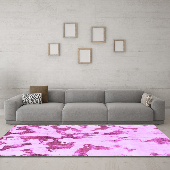 Machine Washable Abstract Purple Modern Area Rugs in a Living Room, wshabs871pur