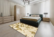 Machine Washable Abstract Gold Rug in a Bedroom, wshabs871