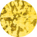 Round Abstract Yellow Modern Rug, abs871yw