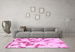 Machine Washable Abstract Pink Modern Rug in a Living Room, wshabs871pnk