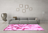 Machine Washable Abstract Pink Modern Rug, wshabs871pnk