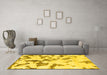 Machine Washable Abstract Yellow Modern Rug in a Living Room, wshabs871yw