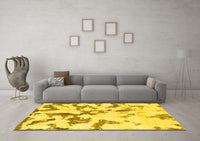 Machine Washable Abstract Yellow Modern Rug, wshabs871yw