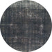 Round Abstract Gray Persian Rug, abs872