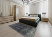 Abstract Gray Persian Rug in a Bedroom, abs872