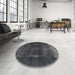 Round Abstract Gray Persian Rug in a Office, abs872