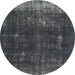 Round Machine Washable Abstract Grey Gray Rug, wshabs872