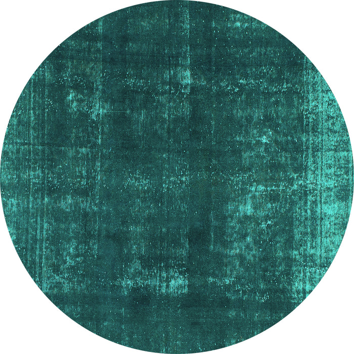 Round Machine Washable Persian Turquoise Bohemian Area Rugs, wshabs872turq