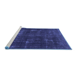 Sideview of Machine Washable Persian Blue Bohemian Rug, wshabs872blu