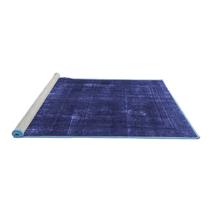 Sideview of Machine Washable Persian Blue Bohemian Rug, wshabs872blu