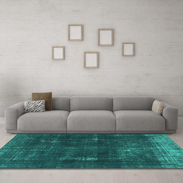 Machine Washable Persian Turquoise Bohemian Area Rugs in a Living Room,, wshabs872turq