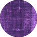 Round Machine Washable Persian Purple Bohemian Area Rugs, wshabs872pur