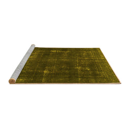 Sideview of Machine Washable Persian Yellow Bohemian Rug, wshabs872yw