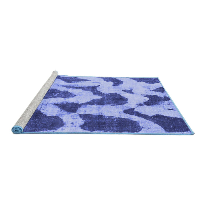 Sideview of Machine Washable Abstract Blue Modern Rug, wshabs873blu