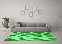 Machine Washable Abstract Green Modern Rug, wshabs873grn