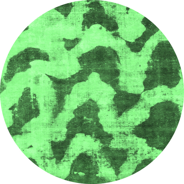 Round Abstract Emerald Green Modern Rug, abs873emgrn