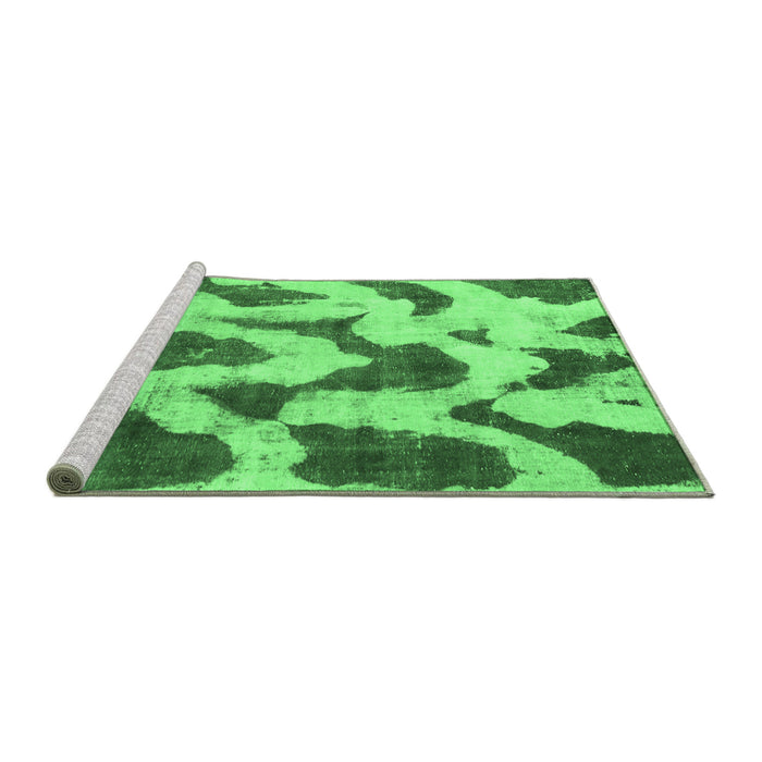 Sideview of Machine Washable Abstract Emerald Green Modern Area Rugs, wshabs873emgrn