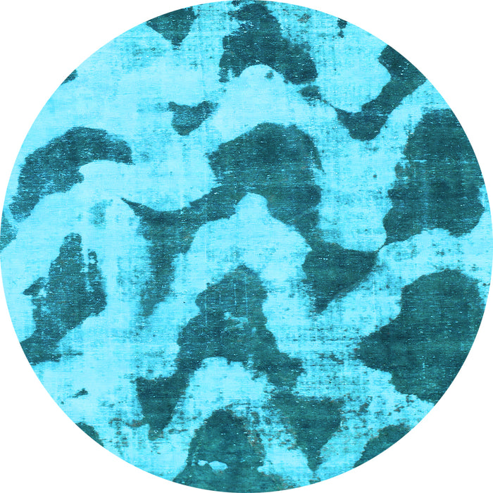 Round Machine Washable Abstract Light Blue Modern Rug, wshabs873lblu
